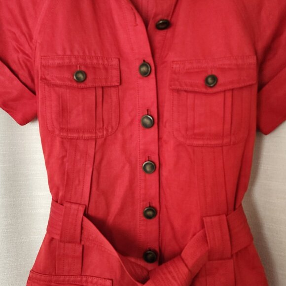 DIANE VON FURSTENBERG Safari Shirt Belted Utility Dress Silk Cotton Linen Pocket - Picture 6 of 9